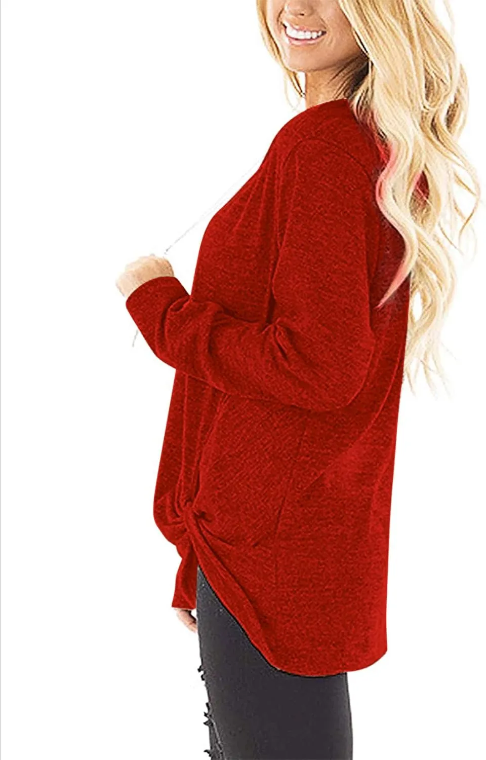 NIASHOT Womens Long Sleeves Tops V Neck Casual Fall Sweaters Shirts