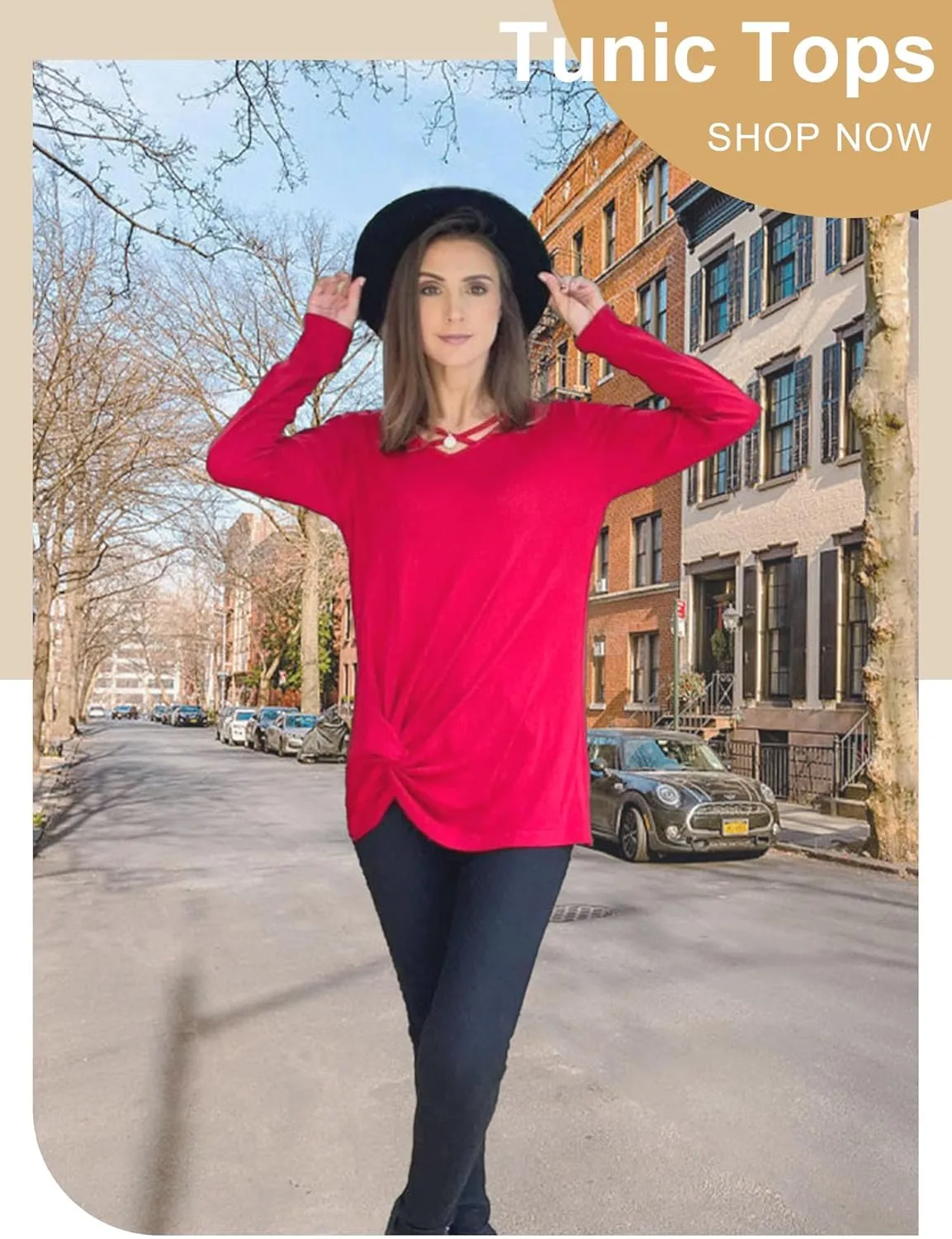 NIASHOT Womens Long Sleeves Tops V Neck Casual Fall Sweaters Shirts