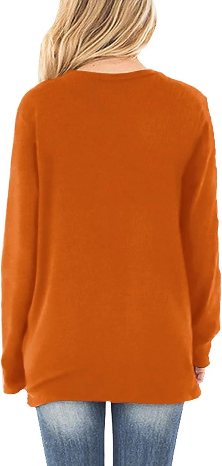 NIASHOT Womens Long Sleeves Tops V Neck Casual Fall Sweaters Shirts