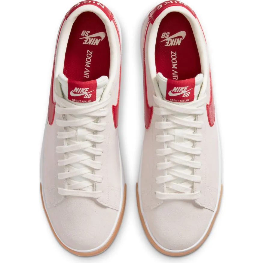 Nike SB Blazer Low GT Skateboard Shoe - Sail/Cardinal Red-White-Gum Light Brown