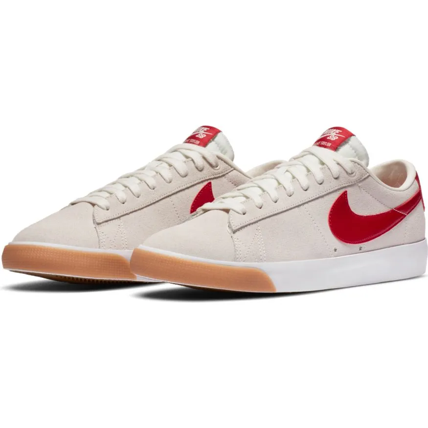 Nike SB Blazer Low GT Skateboard Shoe - Sail/Cardinal Red-White-Gum Light Brown