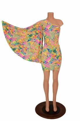One Shoulder Fan Sleeve Dress