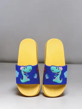 Playful Dinosaur Slides with Comfy Yellow Sole for Boys– Blue