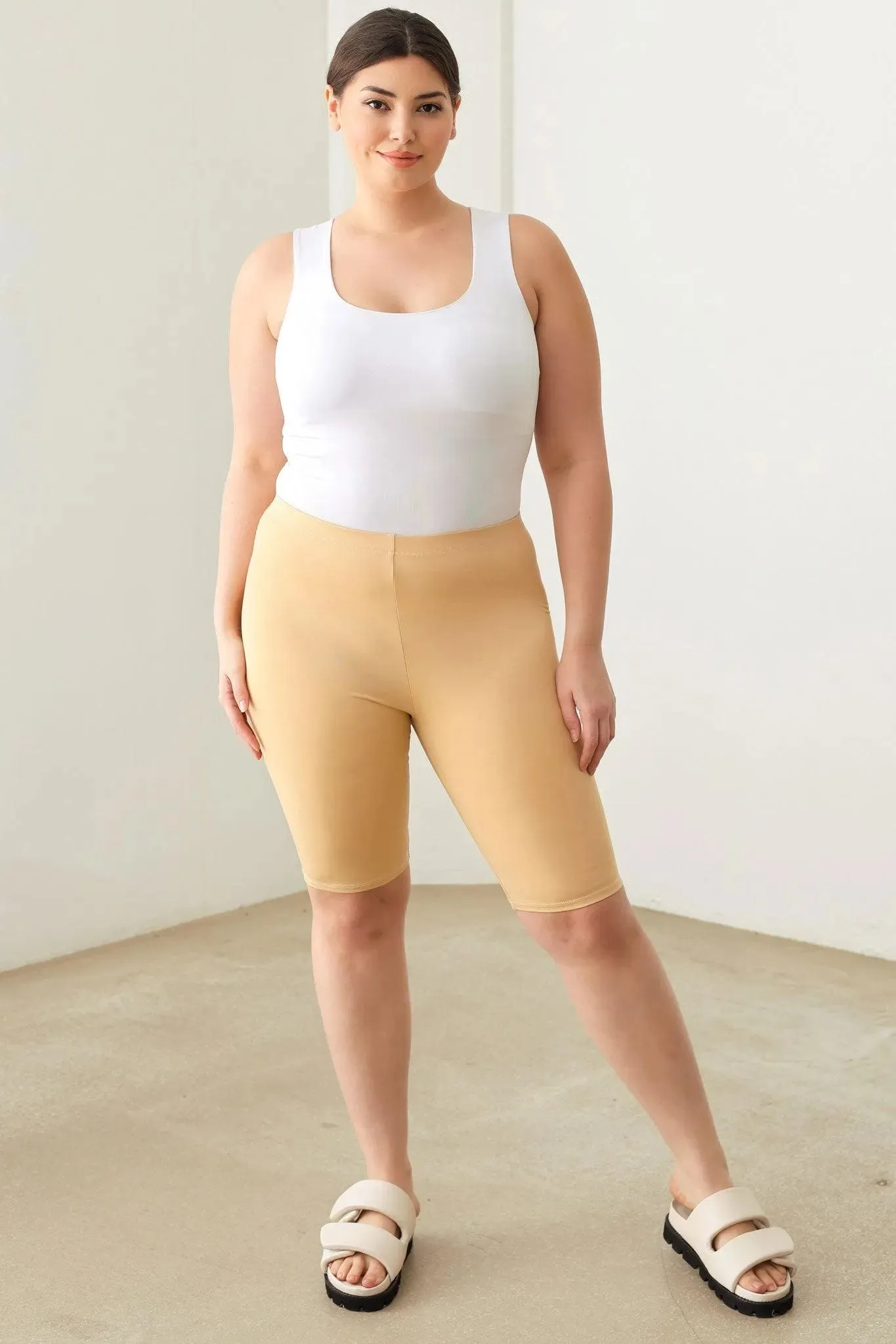 Plus Size Knee Length Basics Activewear Yoga Shorts