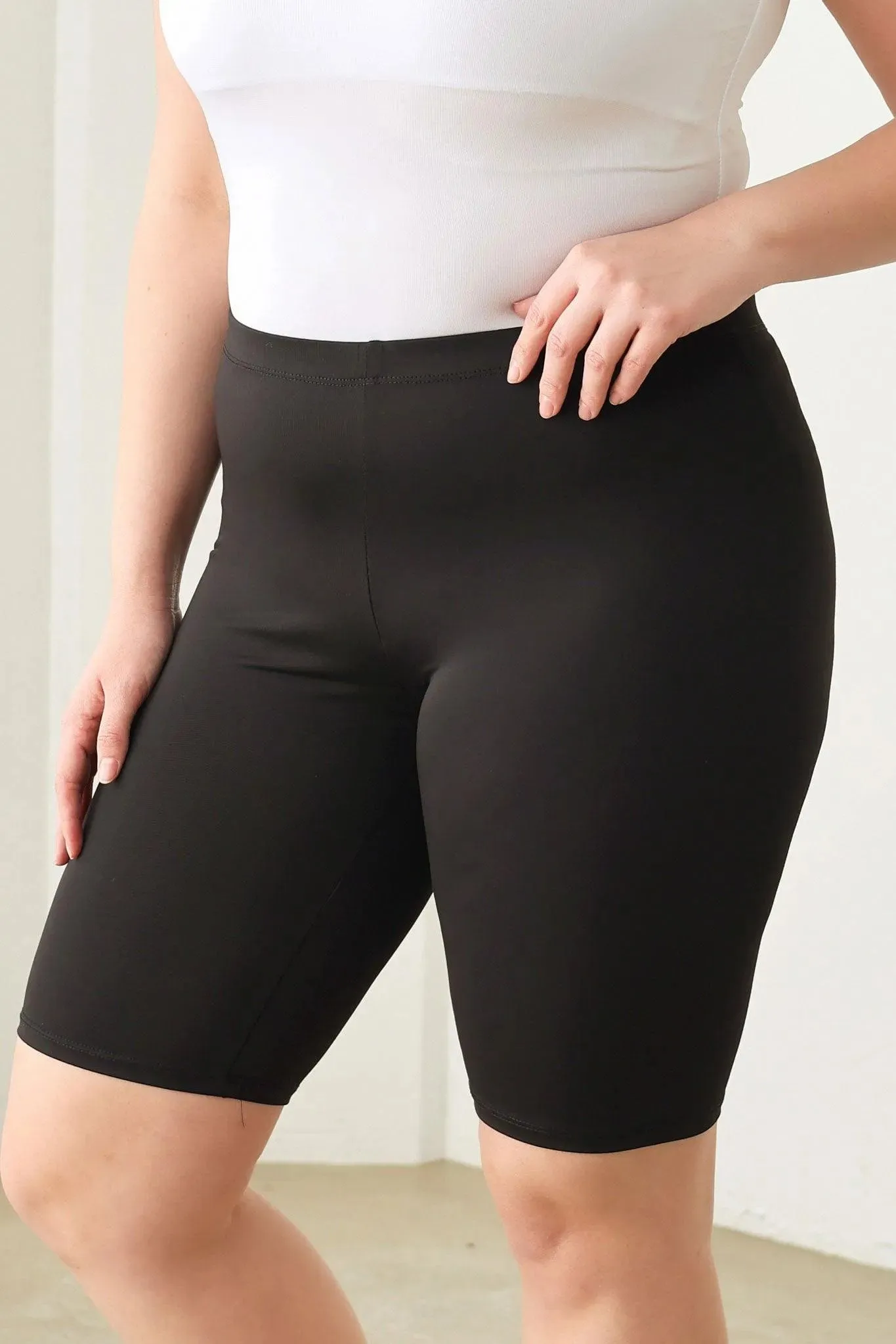 Plus Size Knee Length Basics Activewear Yoga Shorts