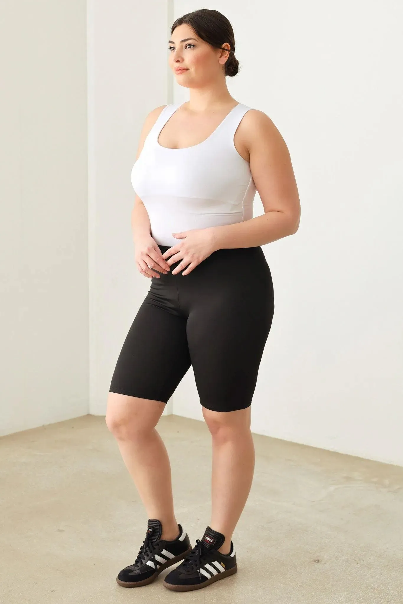 Plus Size Knee Length Basics Activewear Yoga Shorts