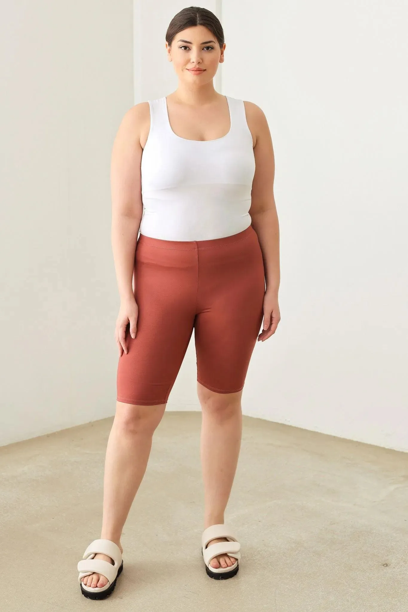 Plus Size Knee Length Basics Activewear Yoga Shorts