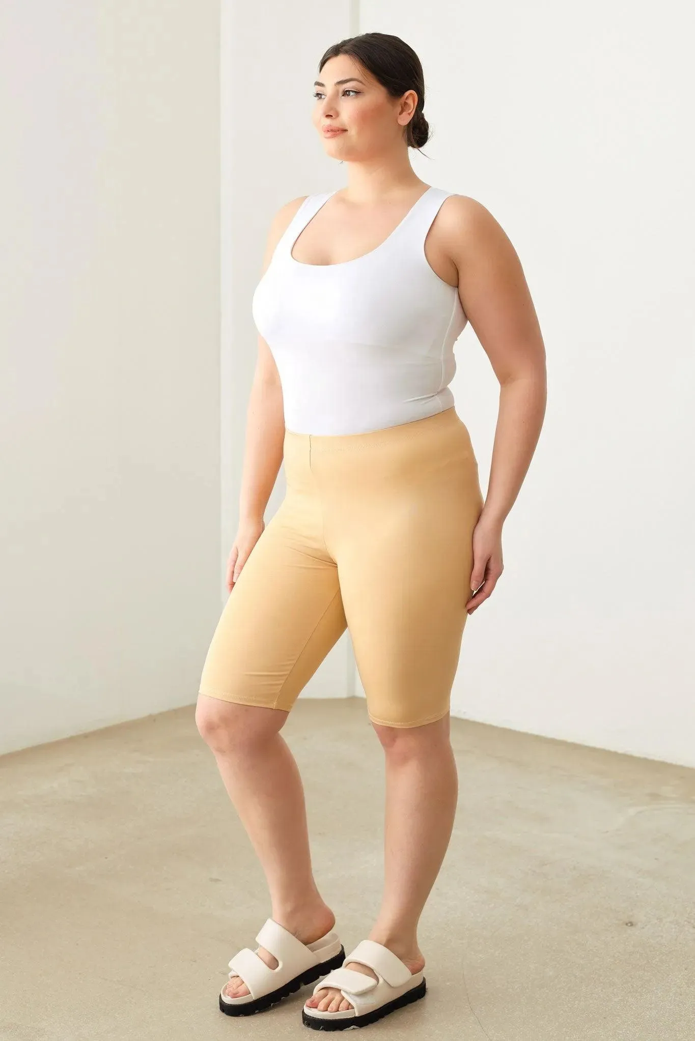 Plus Size Knee Length Basics Activewear Yoga Shorts