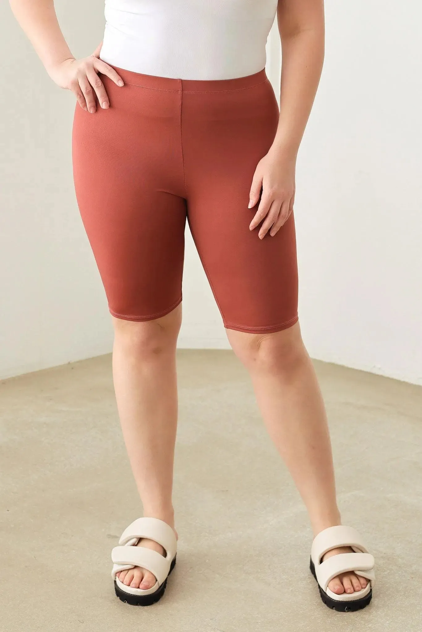 Plus Size Knee Length Basics Activewear Yoga Shorts