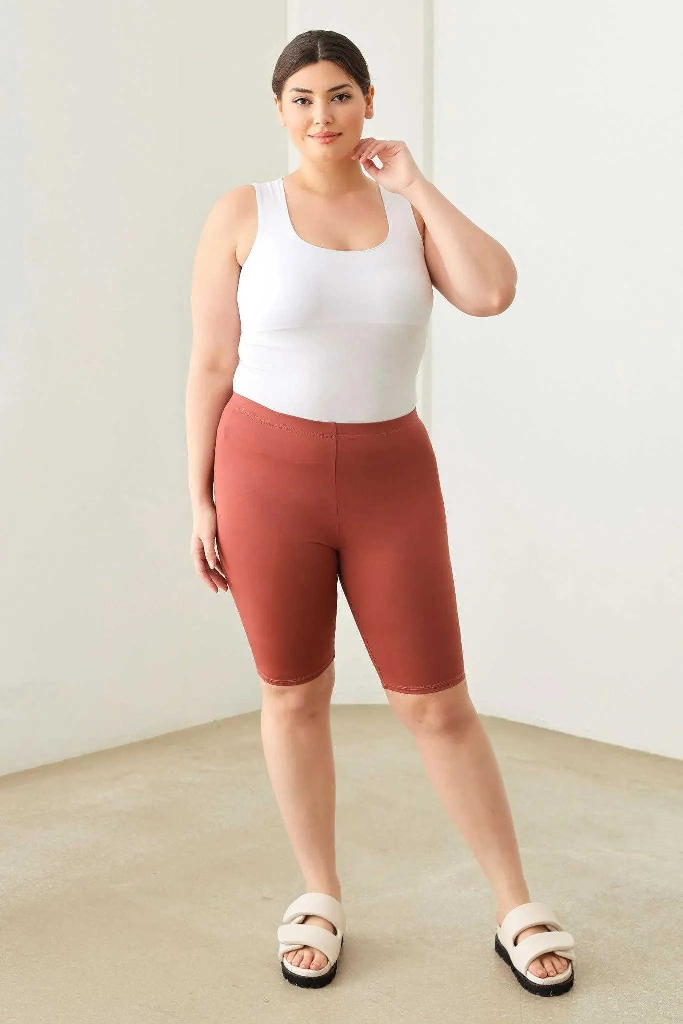 Plus Size Knee Length Basics Activewear Yoga Shorts