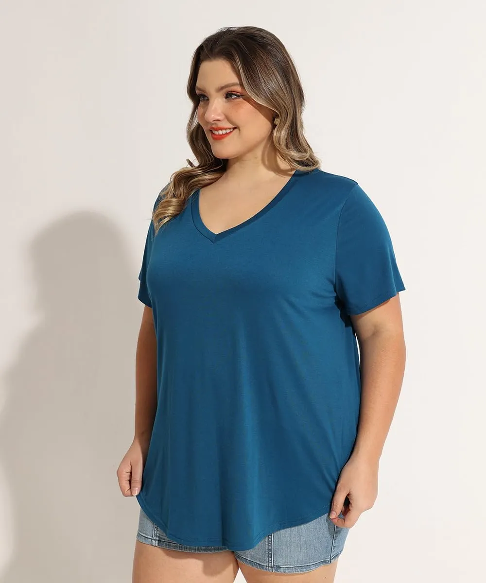 RITERA Women Plus Size Tops Tie Dye V Neck Shirt Floral Camo Summer Short Sleeve Tunic Oversized Ladies Blouse XL-5XL