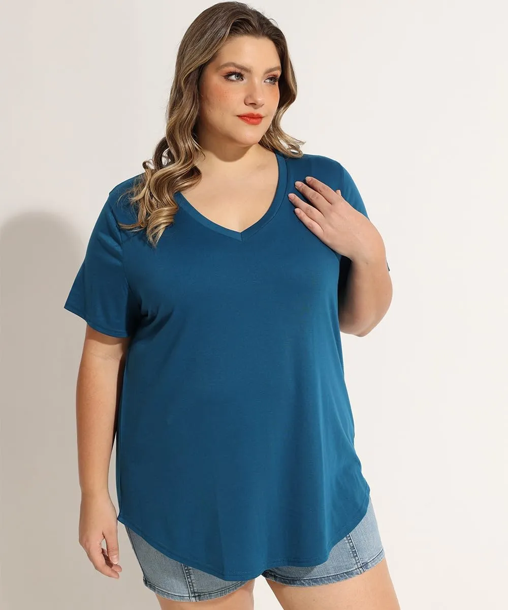 RITERA Women Plus Size Tops Tie Dye V Neck Shirt Floral Camo Summer Short Sleeve Tunic Oversized Ladies Blouse XL-5XL