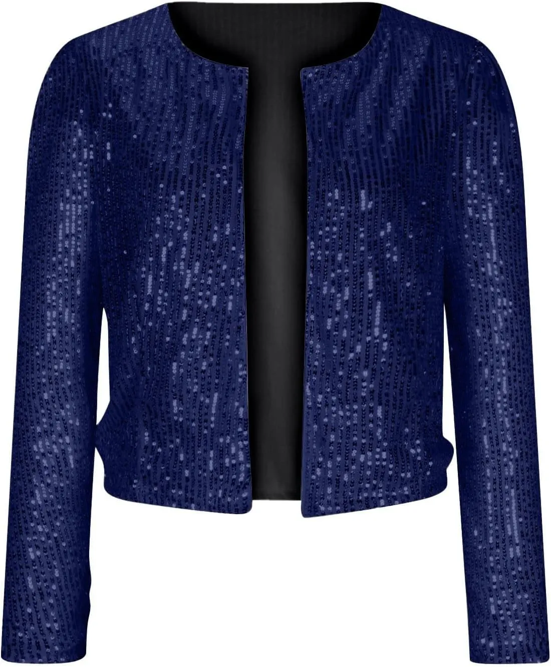 Sequin Jackets for Women Evening Party Glitter Tops Front Zip Long Sleeve Jackets Fashion Sparkly Bomber Clothes