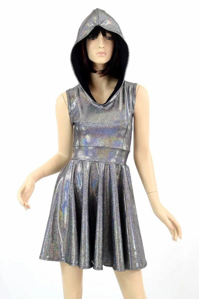 Silver Hoodie Skater Dress