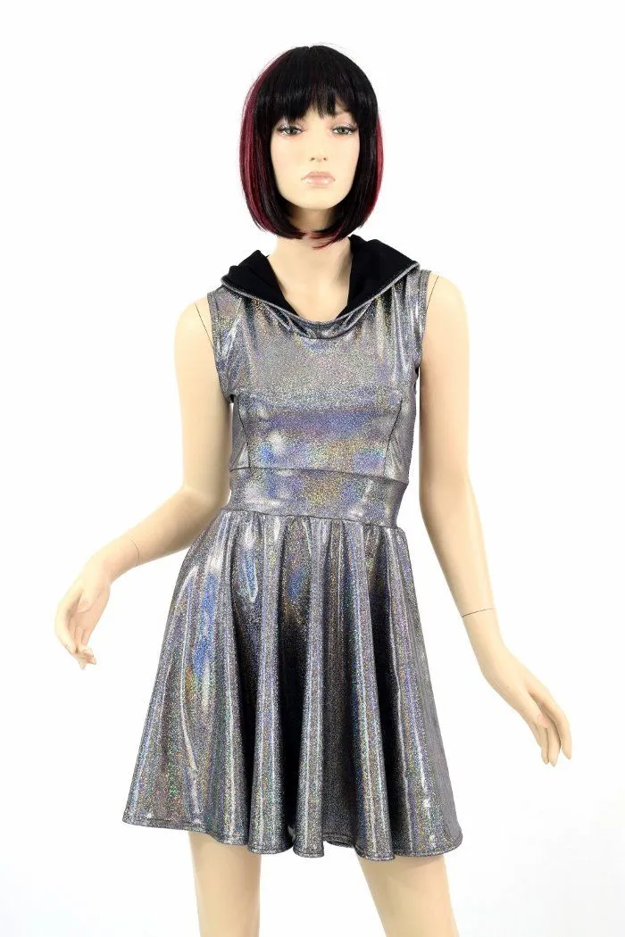 Silver Hoodie Skater Dress