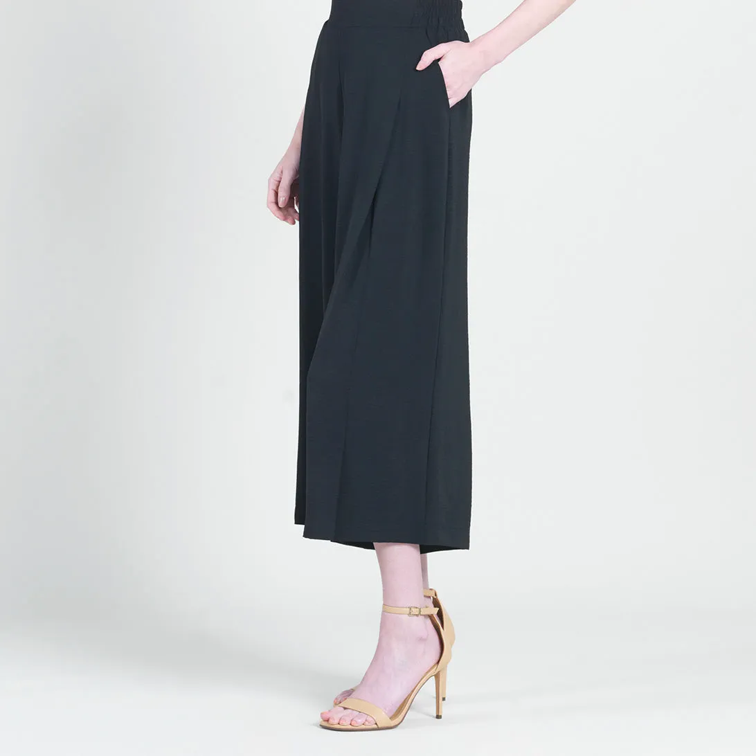 Soft Textured Rayon - Side Pocket Culotte Pant - Black - Final Sale!