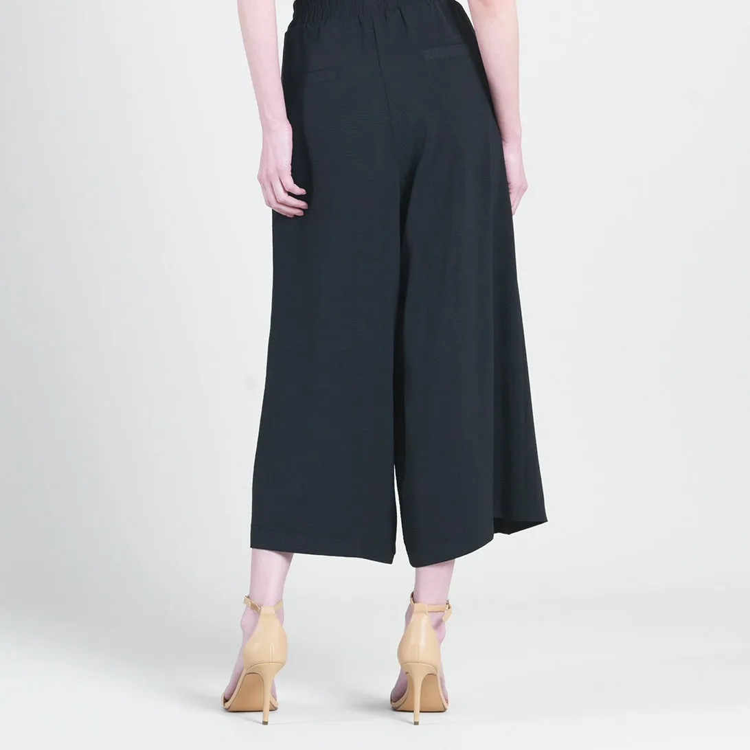 Soft Textured Rayon - Side Pocket Culotte Pant - Black - Final Sale!