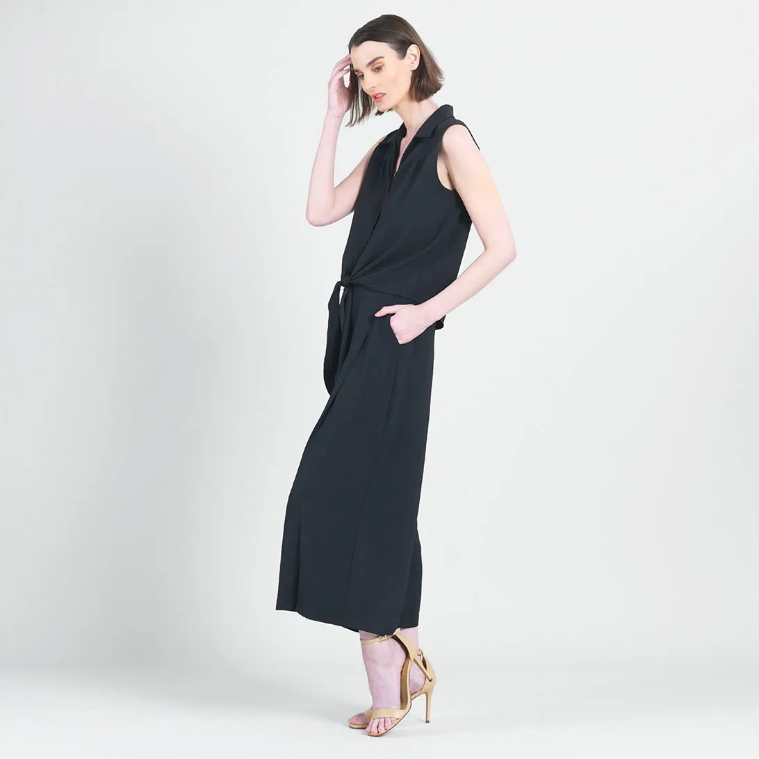 Soft Textured Rayon - Side Pocket Culotte Pant - Black - Final Sale!