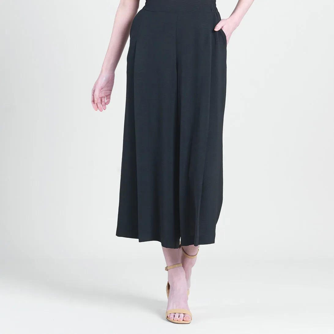Soft Textured Rayon - Side Pocket Culotte Pant - Black - Final Sale!