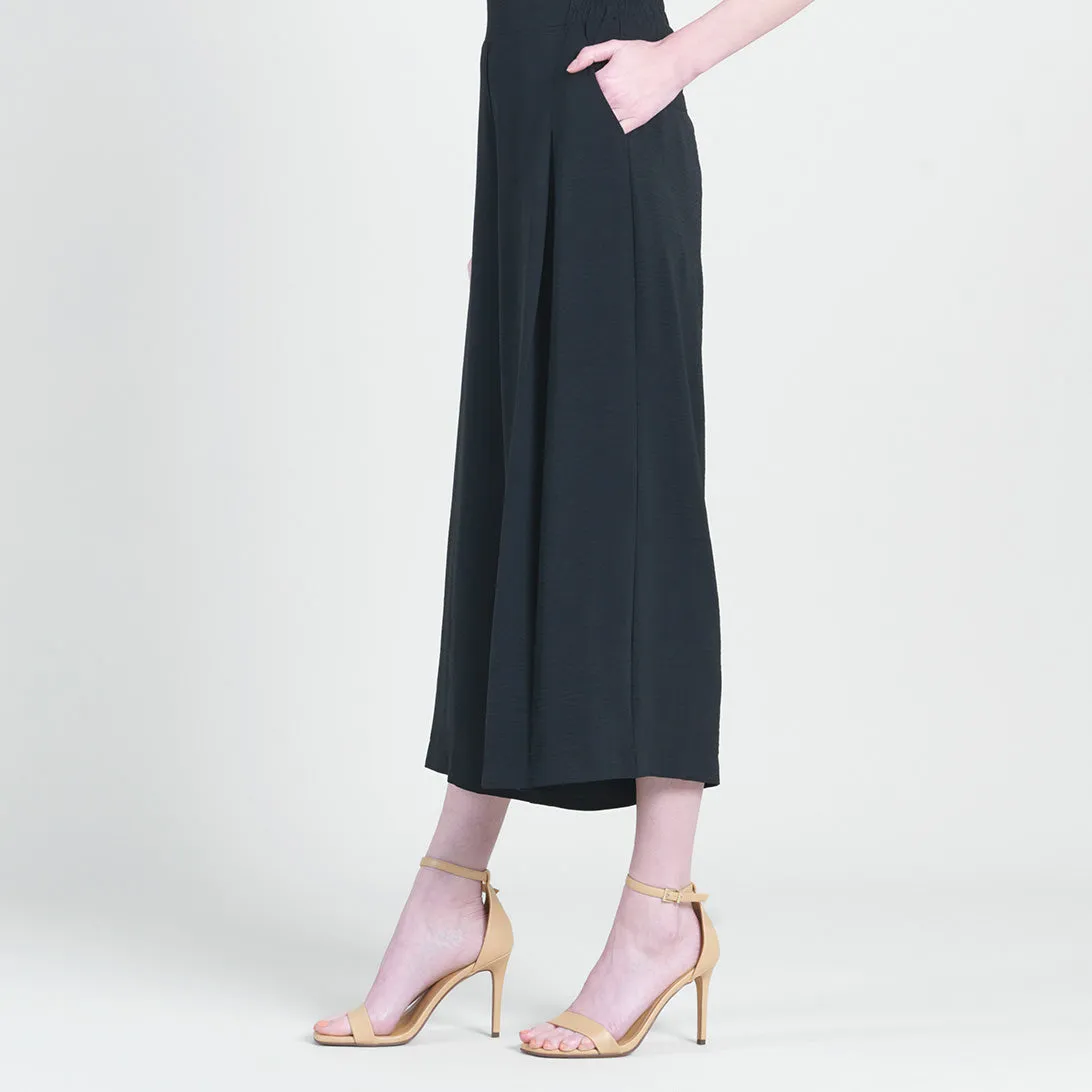 Soft Textured Rayon - Side Pocket Culotte Pant - Black - Final Sale!