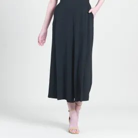 Soft Textured Rayon - Side Pocket Culotte Pant - Black - Final Sale!