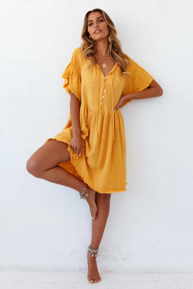 Summer Thrill Dress Mustard