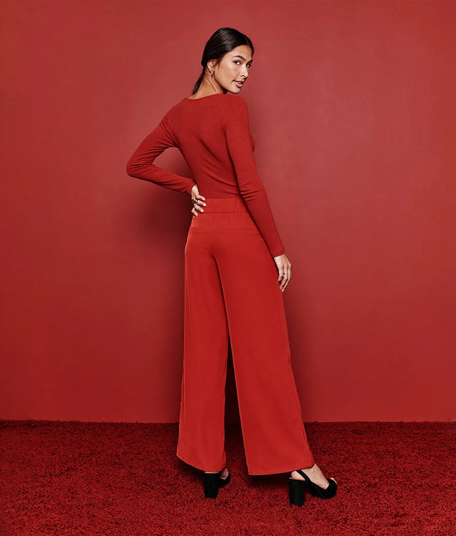 The Square Neck Day to Night Bodysuit: TENCEL™ Edition - Lava