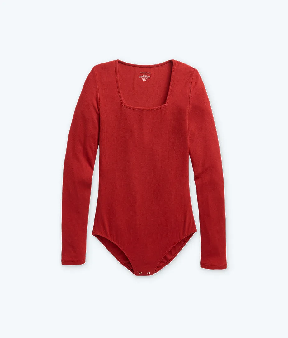 The Square Neck Day to Night Bodysuit: TENCEL™ Edition - Lava