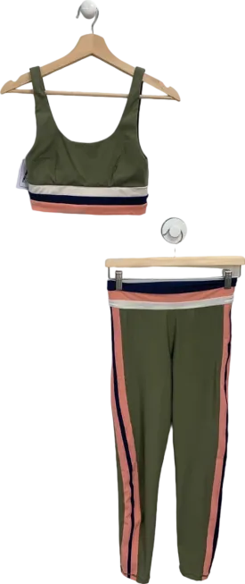 The Upside Khaki Striped 2-piece Activewear Set UK S