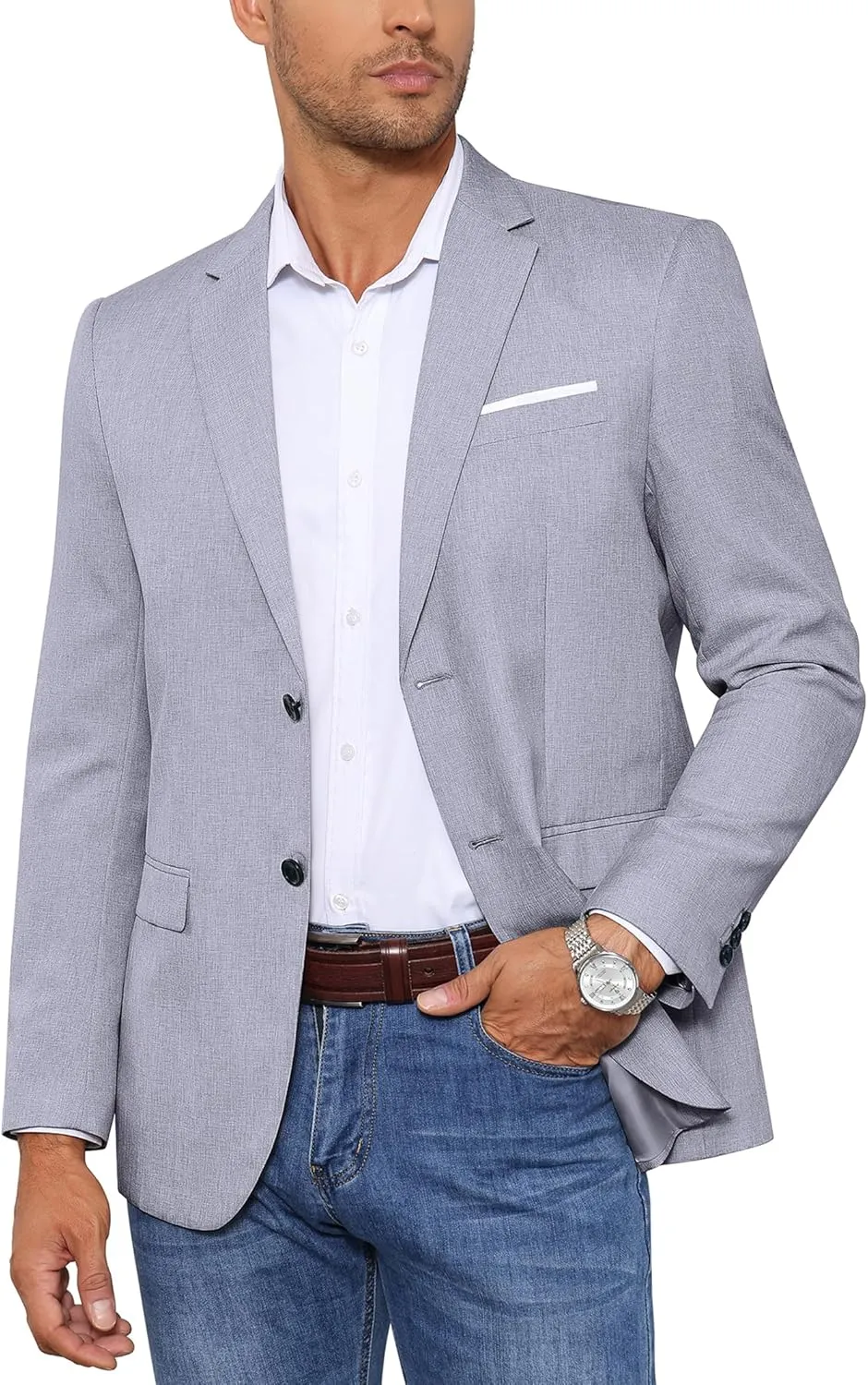 TURETRENDY Men's Casual Blazer Sport Coat Lightweight Two Button Business Jackets