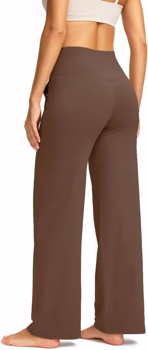 Wide Leg Yoga Pants Women with Pockets High Waist Stretch Casual Sweatpants Comfy Sports Lounge Pants