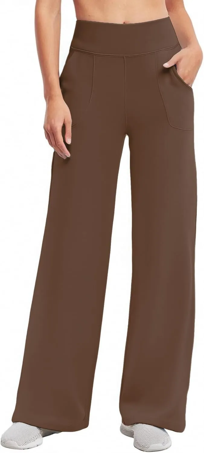 Wide Leg Yoga Pants Women with Pockets High Waist Stretch Casual Sweatpants Comfy Sports Lounge Pants