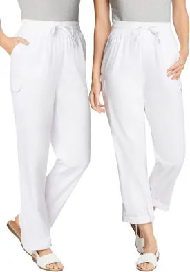 Woman Within Plus Size Convertible 2-in-1 Cargo Pant & Capri Elastic Waist