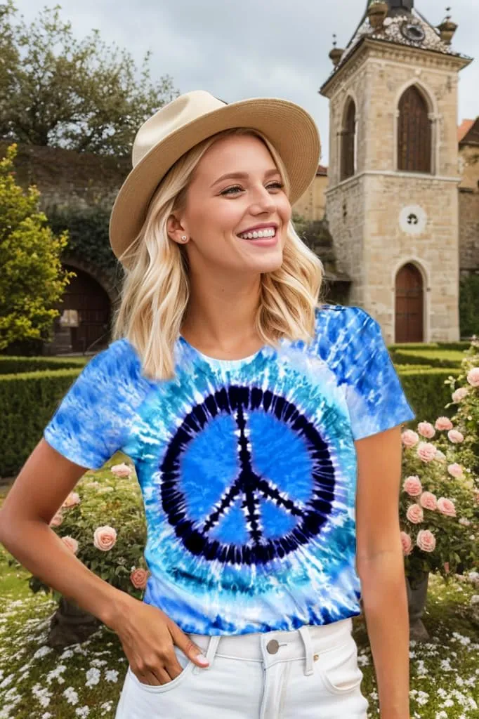Women Hippie Shirt 60s 70s Tie Dye Hippie Costume T-Shirt Peace Love Tshirt Vintage Graphic Tee Tops