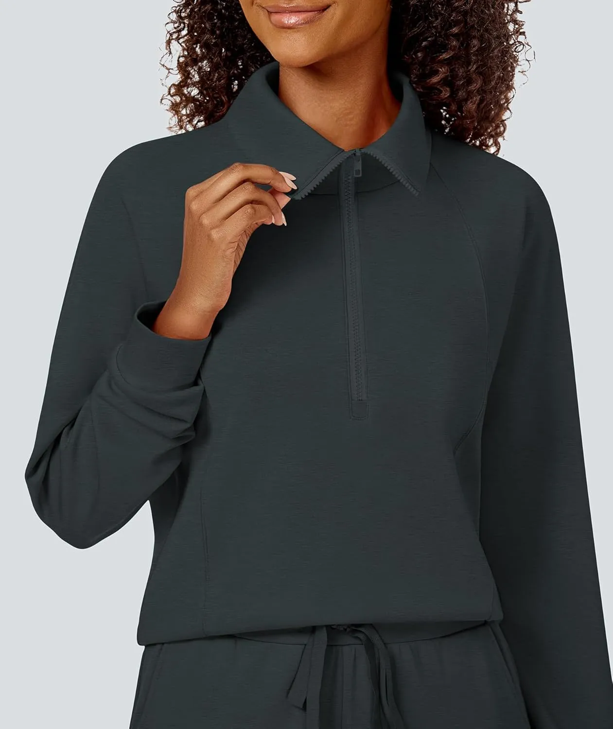 Women's 2 Piece Sets Sweatsuit Lapel Half Zip Sweatshirt Sweatpants Lounge Matching Sets Fall Outfits