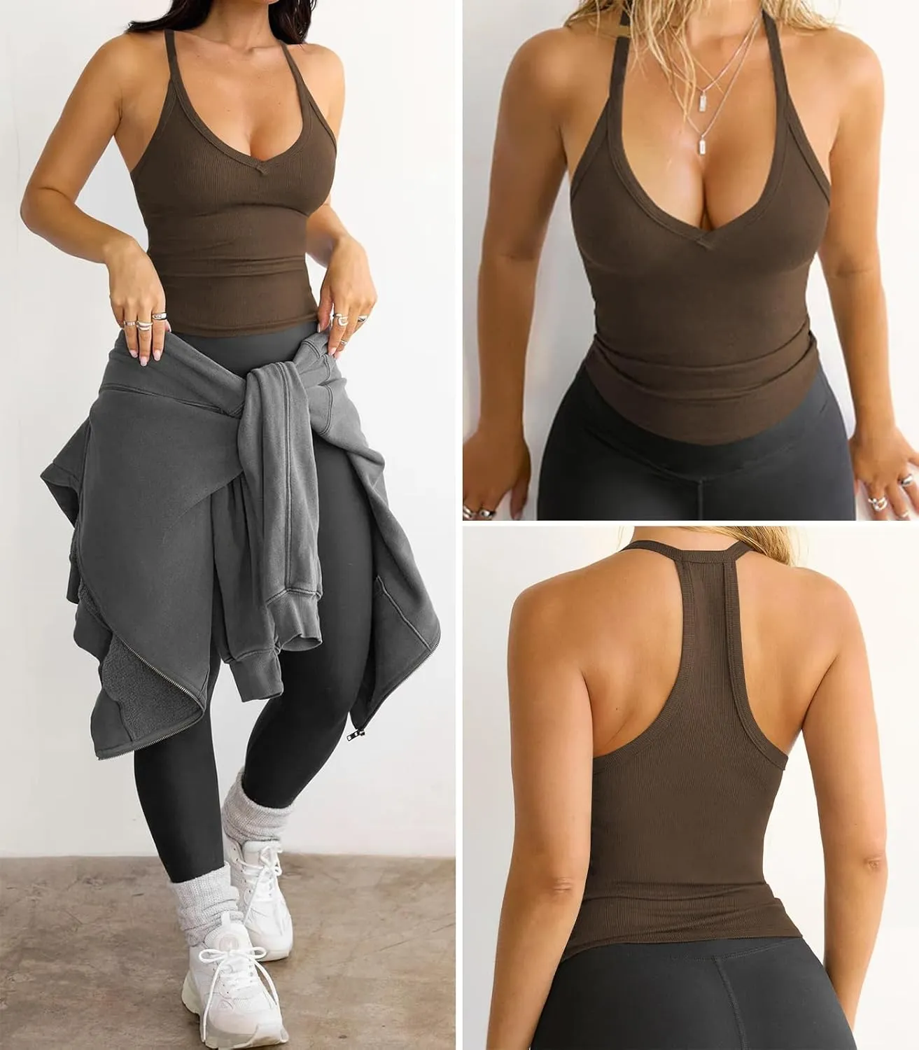 Womens Tank Tops Summer V Neck Workout Racerback Yoga Gym Tank Tops
