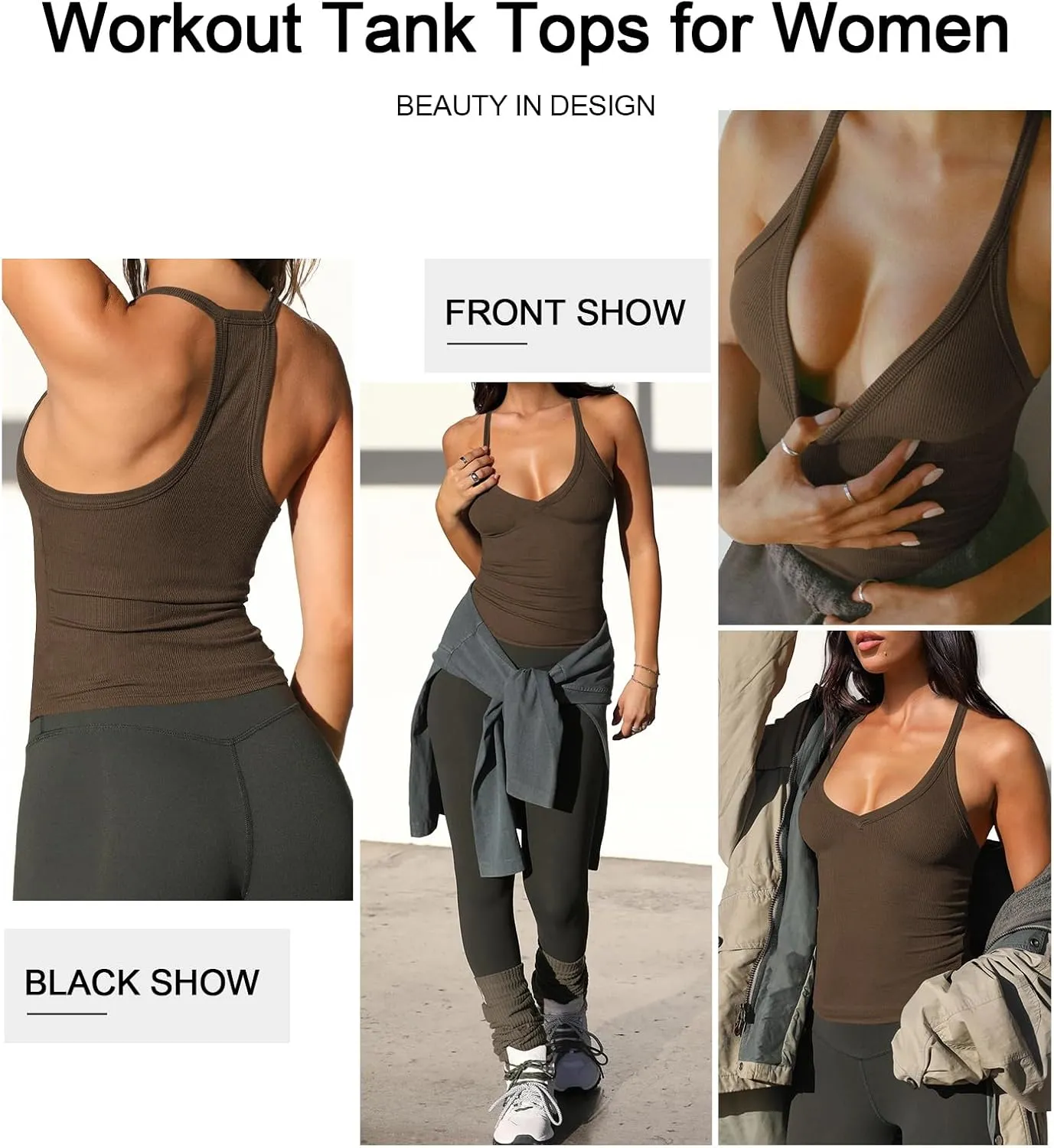 Womens Tank Tops Summer V Neck Workout Racerback Yoga Gym Tank Tops
