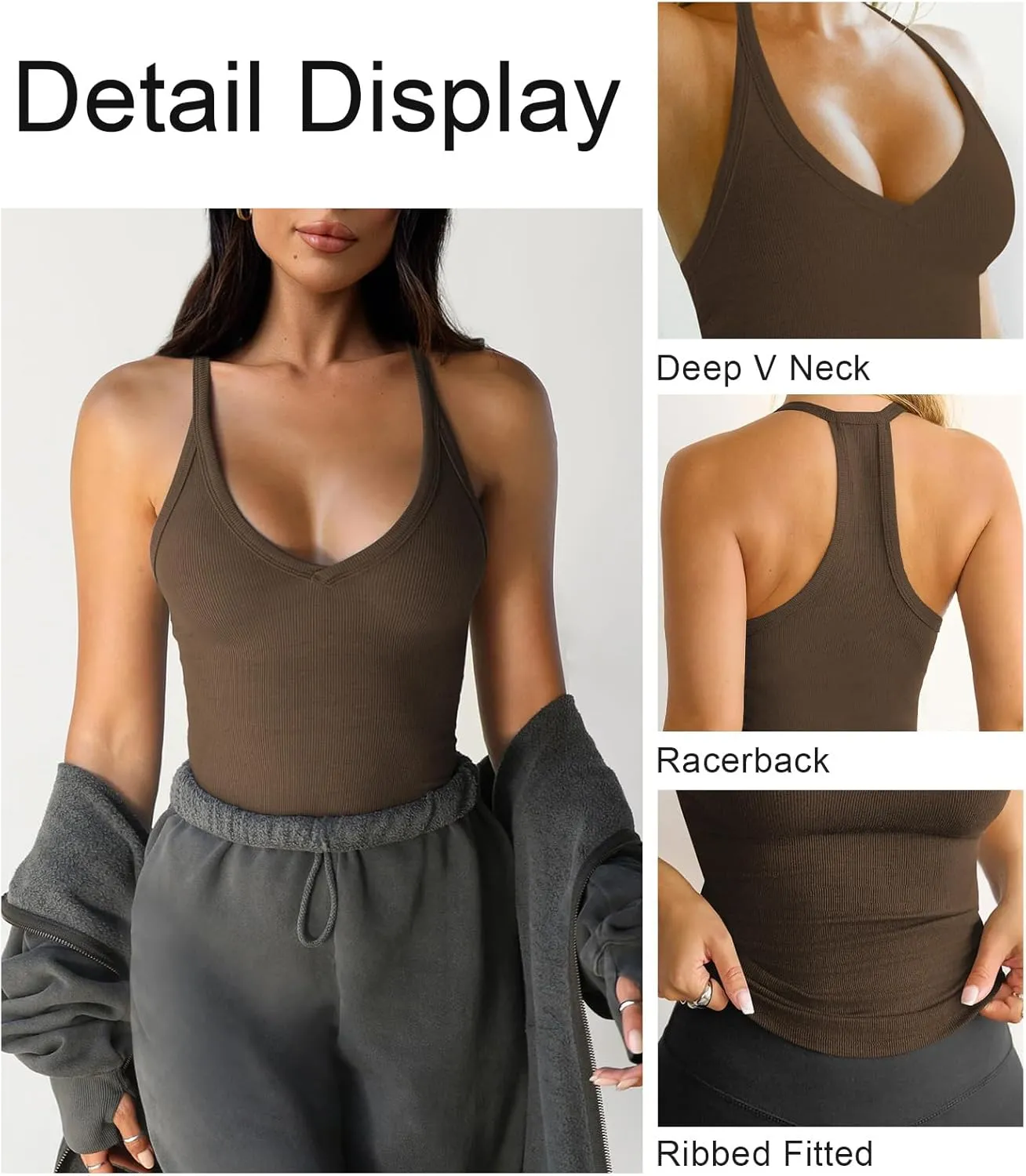 Womens Tank Tops Summer V Neck Workout Racerback Yoga Gym Tank Tops