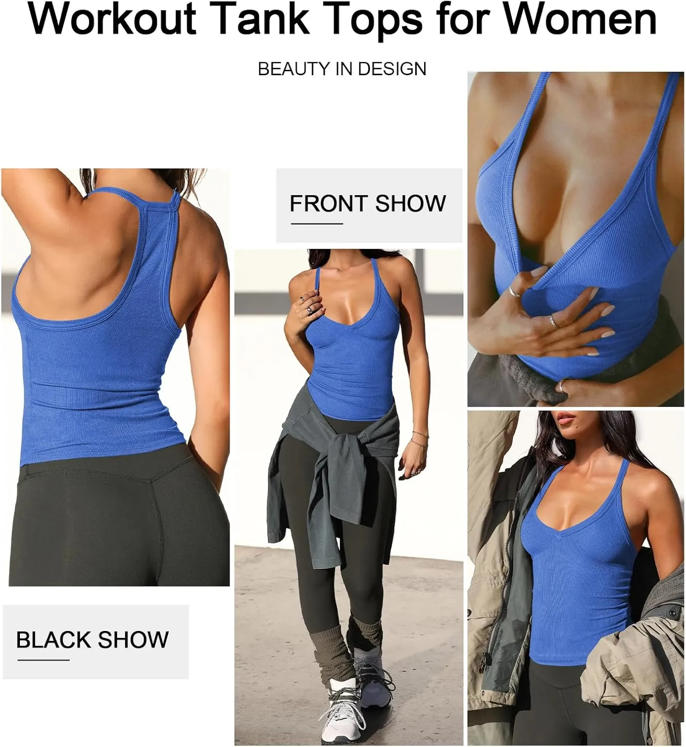 Womens Tank Tops Summer V Neck Workout Racerback Yoga Gym Tank Tops