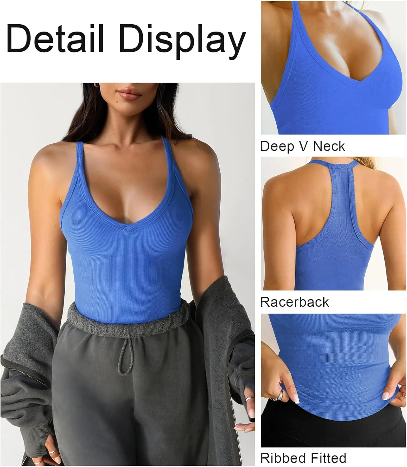 Womens Tank Tops Summer V Neck Workout Racerback Yoga Gym Tank Tops
