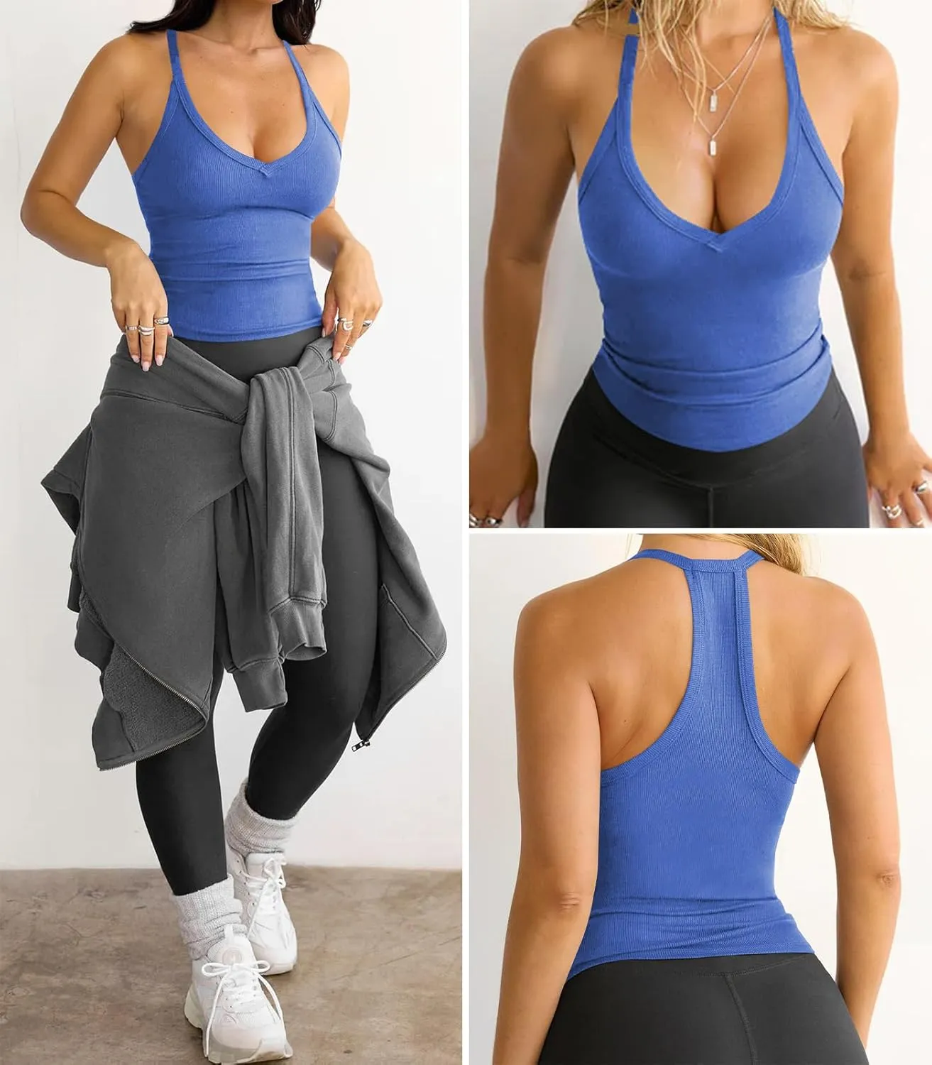 Womens Tank Tops Summer V Neck Workout Racerback Yoga Gym Tank Tops
