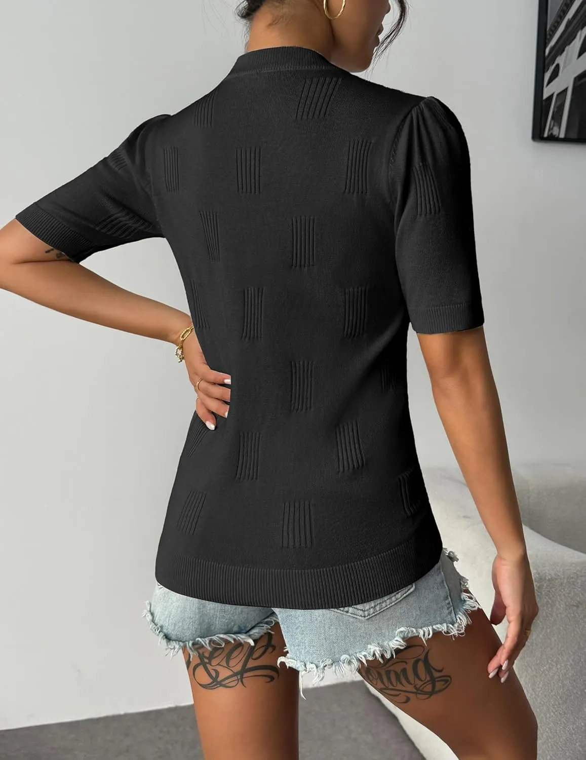 Zeagoo Womens Short Sleeve Sweaters Soft Casual V Neck Pullover Tops Lightweight Knit Sweater Blouse
